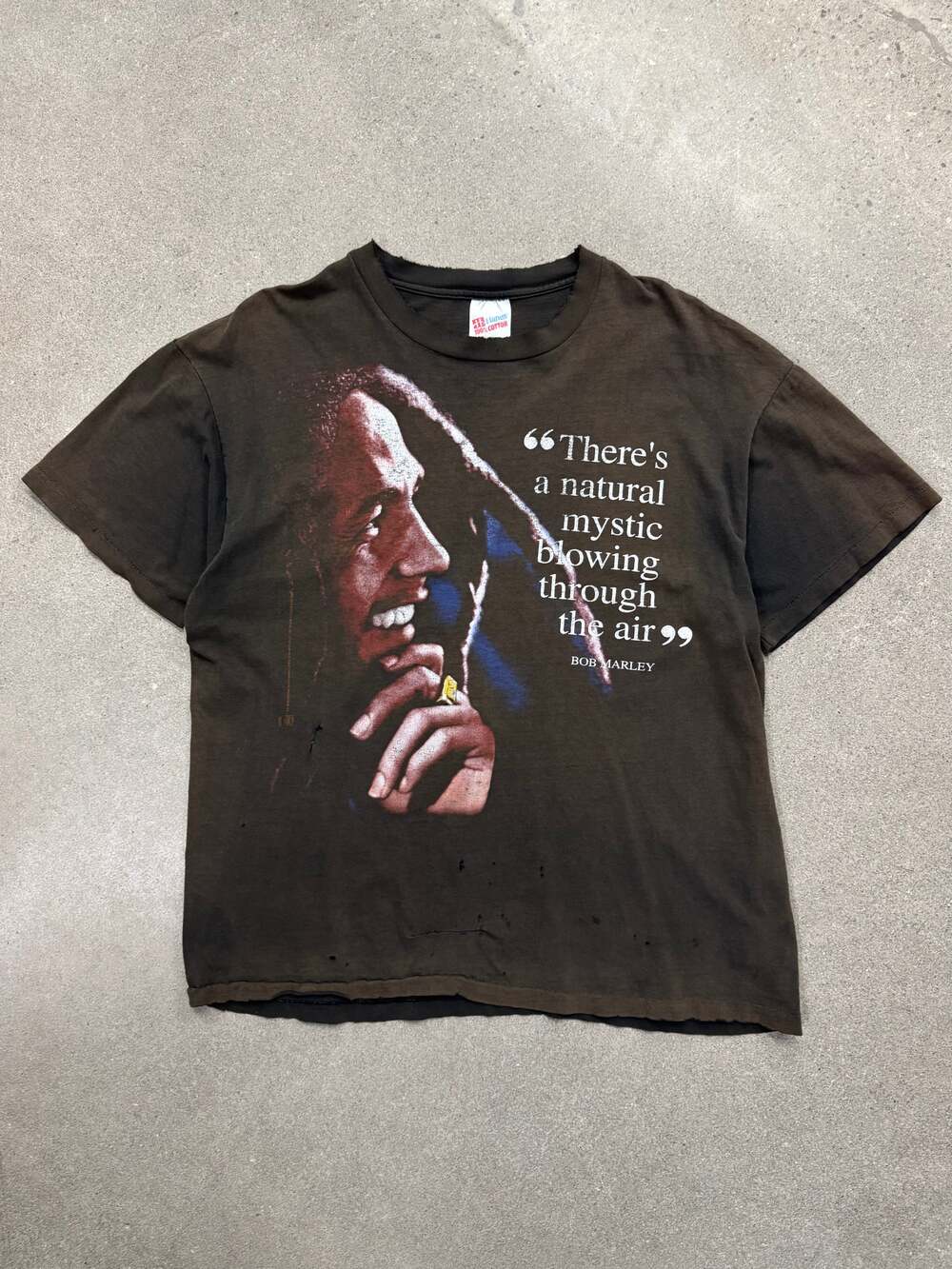 Vintage Faded 1995 Bob Marley Natural Mystic Quote T-Shirt - XL